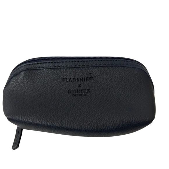 Shinola x Flagship Navy Blue Leather Cosmetic Bag - Picture 1 of 5